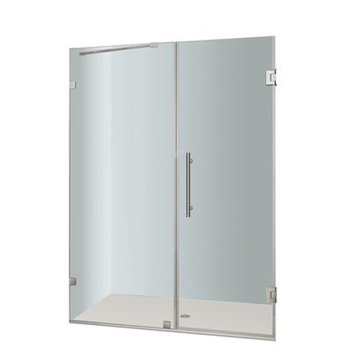 Nautis 59 In. x 72 In. Completely Frameless Hinged Shower Door in Chrome