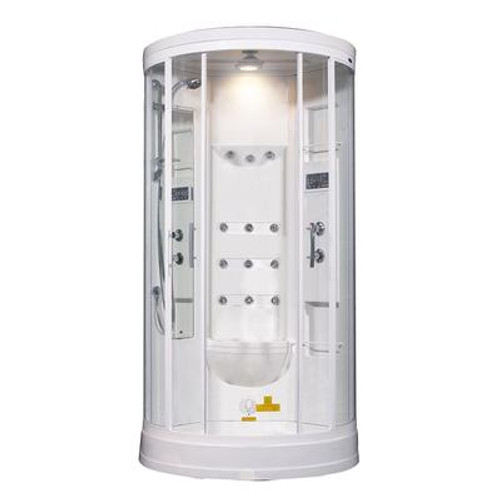 40 Inch x 40 Inch x 88 Inch Steam Shower Enclosure Kit with 12 Body Jets in White