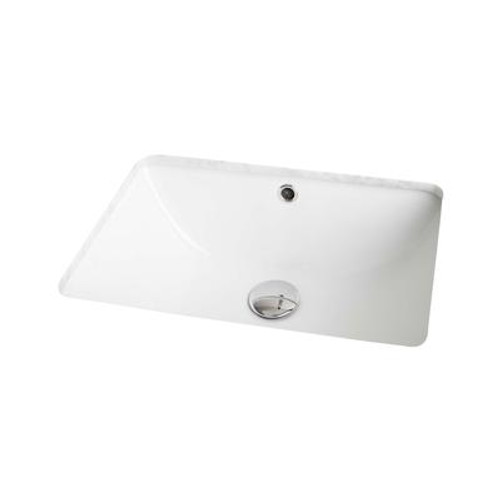 19 In. W X 14 In. D Rectangle Undermount Sink In White Color With Enamel Glaze Finish - Brushed Nickel