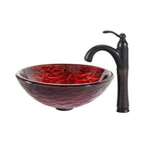 Nix Glass Vessel Sink and Riviera Faucet Oil Rubbed Bronze
