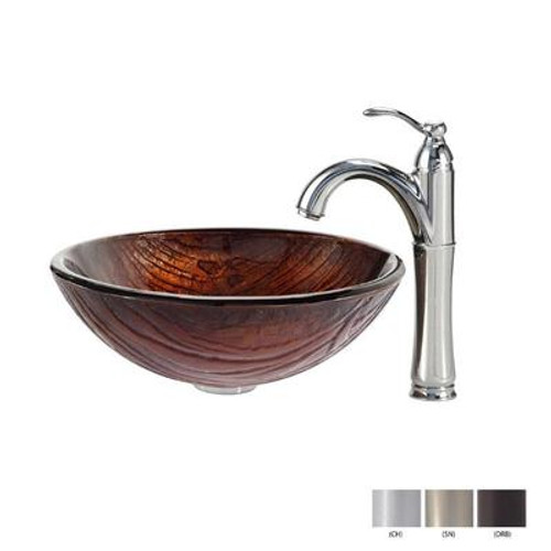 Titania Glass Vessel Sink and Riviera Faucet Chrome