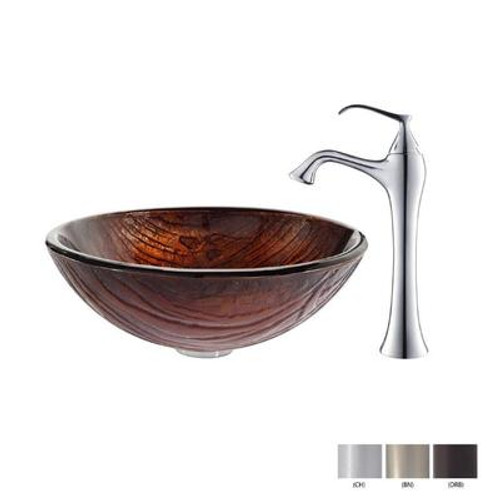 Titania Glass Vessel Sink and Ventus Faucet Chrome
