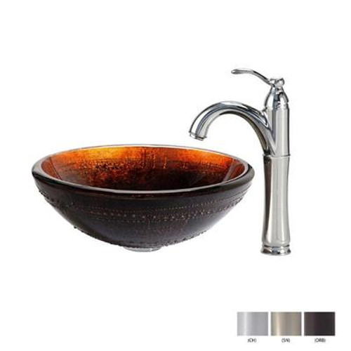 Prometheus Glass Vessel Sink and Riviera Faucet Chrome