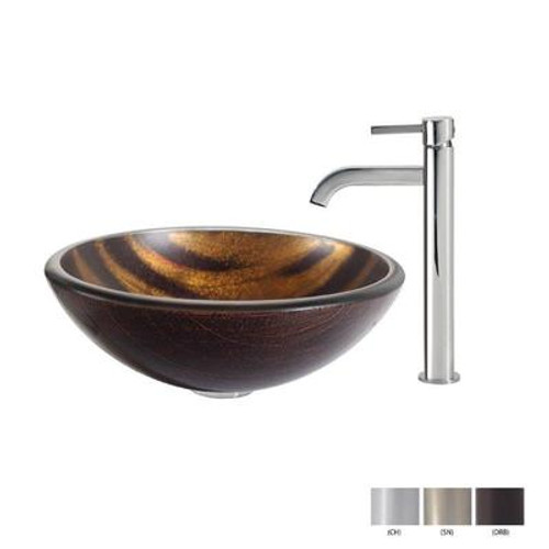 Bastet Glass Vessel Sink and Ramus Faucet Chrome