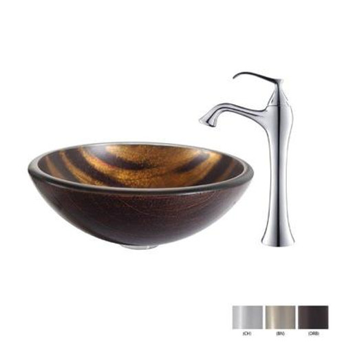 Bastet Glass Vessel Sink and Ventus Faucet Chrome