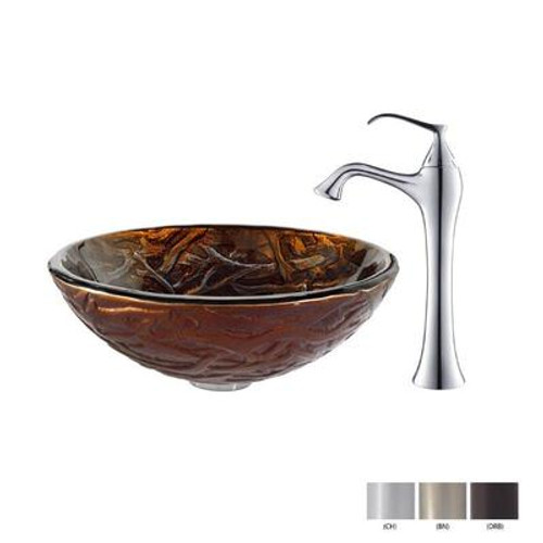 Dryad Glass Vessel Sink and Ventus Faucet Chrome