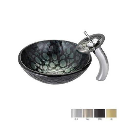 Kratos Glass Vessel Sink and Waterfall Faucet Chrome