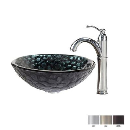 Kratos Glass Vessel Sink and Riviera Faucet Chrome