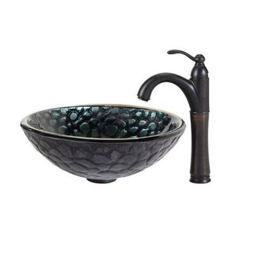 Kratos Glass Vessel Sink and Riviera Faucet Oil Rubbed Bronze