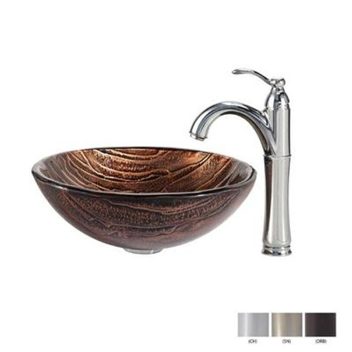 Gaia Glass Vessel Sink and Riviera Faucet Chrome