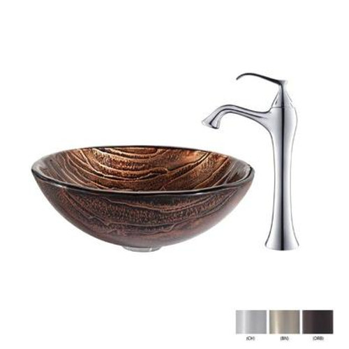 Gaia Glass Vessel Sink and Ventus Faucet Chrome