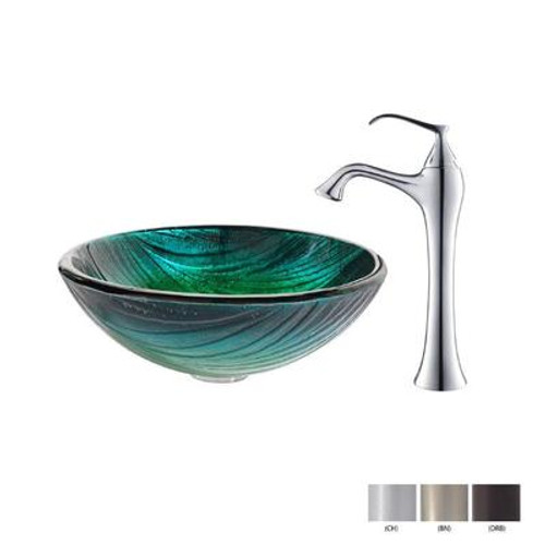 Nei Glass Vessel Sink and Ventus Faucet Chrome