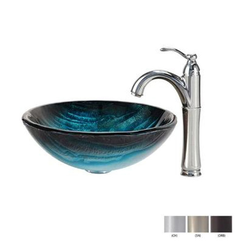 Ladon Glass Vessel Sink and Riviera Faucet Chrome