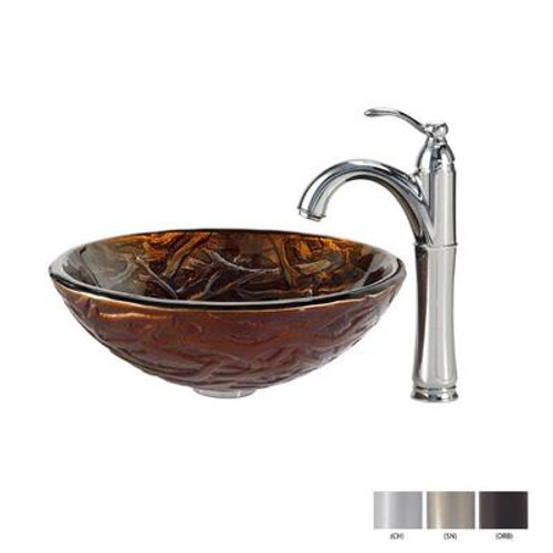 Dryad Glass Vessel Sink and Riviera Faucet Chrome