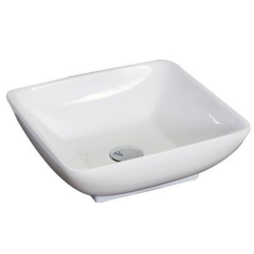 Above Counter Square Ceramic Vessel for Deck Mount Faucet Installation