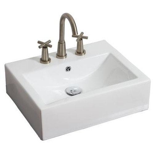 20.5 In. W X 16 In. D Wall Mount Rectangle Vessel In White Color For 8 In. O.C. Faucet - Chrome