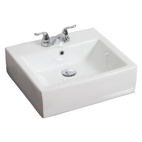 20 In. W X 18 In. D Above Counter Rectangle Vessel In White Color For 4 In. O.C. Faucet - Brushed Nickel