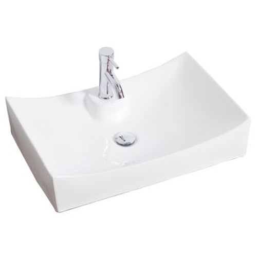 27 In. W X 18 In. D Above Counter Rectangle Vessel In White Color For Single Hole Faucet - Chrome