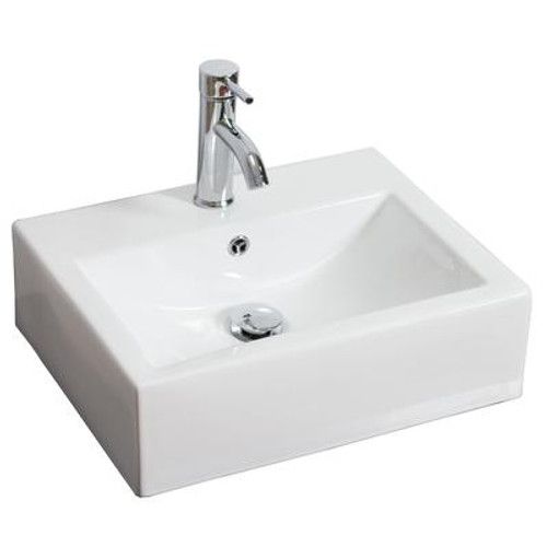 20.5 In. W X 16 In. D Above Counter Rectangle Vessel In White Color For Single Hole Faucet - Brushed Nickel