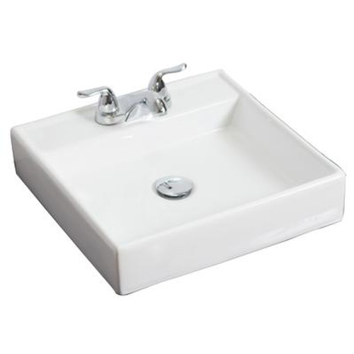 17.5 In. W X 17.5 In. D Wall Mount Square Vessel In White Color For 4 In. O.C. Faucet - Chrome