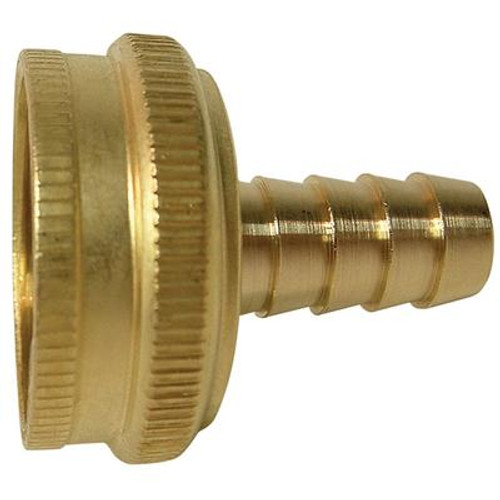 Brass Stamped Female Hose Nut to Machined Hose Barb Swivel (3/4 x 3/8)