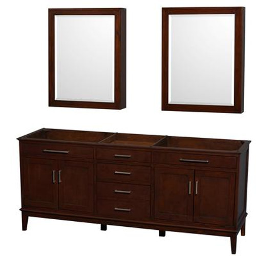 Hatton 78.5 In. Vanity with Mirror Medicine Cabinet in Dark Chestnut