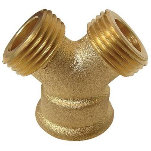 Brass  3-Way hose Wye (3/4 (2) Male x 3/4 Female)