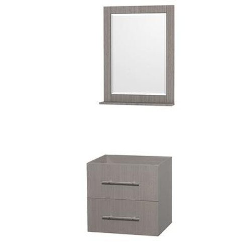 Centra 24 In. Single Vanity in Gray Oak and No Top and No Sink and 24 In. Mirror