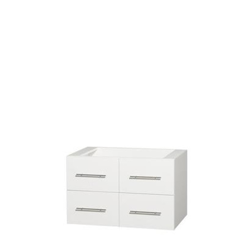 Centra 36 In. Single Vanity in White and No Top and No Sink and No Mirror