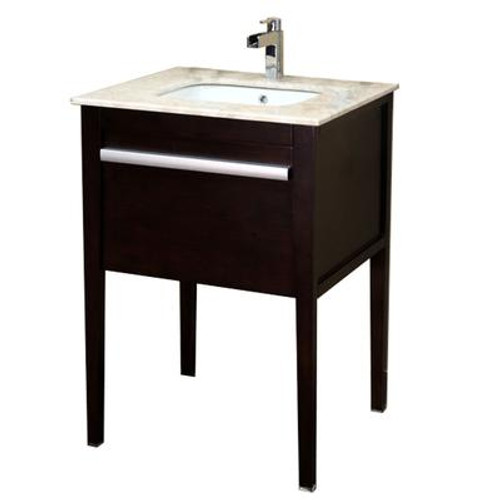 Upland 26 In. Single Vanity in Dark Mahogany with Marble Vanity Top in Cream