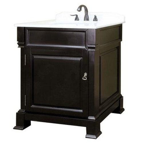 Olivia 30 In. W X 35-1/2 In. H Single Vanity in Espresso with Marble Vanity Top in White