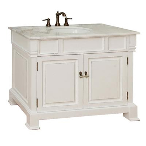 Olivia 42 In. W X 35-1/2 In. H Single Vanity in White with Marble Vanity Top in White