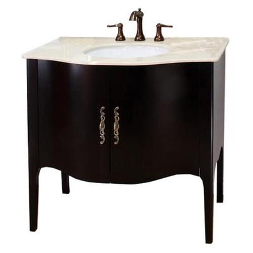 Pallazo Ii 36-6/10 In. W X 36 In. H Single Vanity in Espresso with Marble Vanity Top in Cream