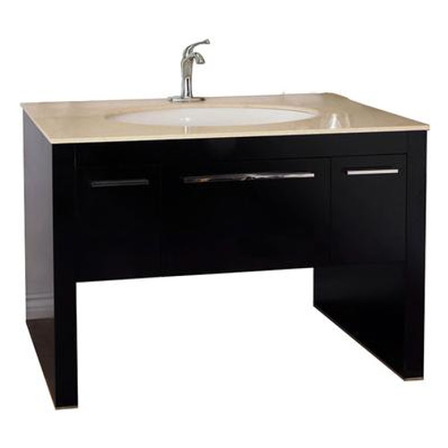 Newport 56 In. Single Vanity in Dark Walnut with Marble Vanity Top In Crema Marfil