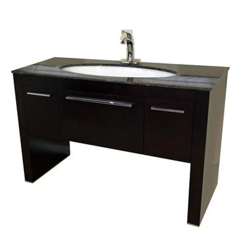 Taranto Brown 56 In. Single Vanity in Dark Walnut with Marble Vanity Top In Tan Brown