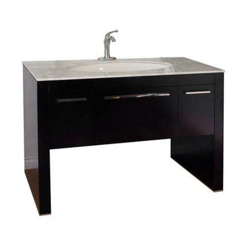 Derry 56 In. Single Vanity in Dark Walnut with Marble Vanity Top in White