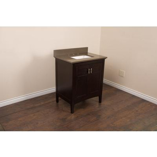 30 In. Single Sink Vanity in Sable Walnut with Quartz Top In Taupe