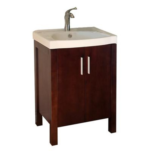 Haywood 24 In. Single Vanity in Dark Walnut with Vitreous China Vanity Top in White