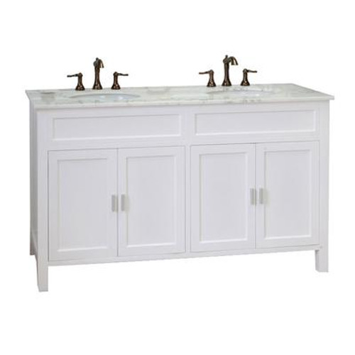 Elite 60 In. W X 36 In. H Vanity in White with Marble Vanity Top in White