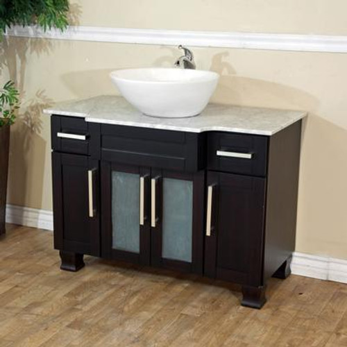 Trento Ii 40 In. Single Vanity in Dark Mahogany with Marble Vanity Top in White