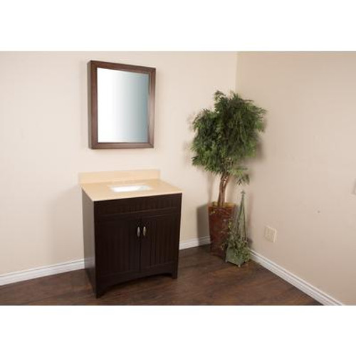 32 In. Single Sink Vanity in Sable Walnut with Quartz Top in Cream