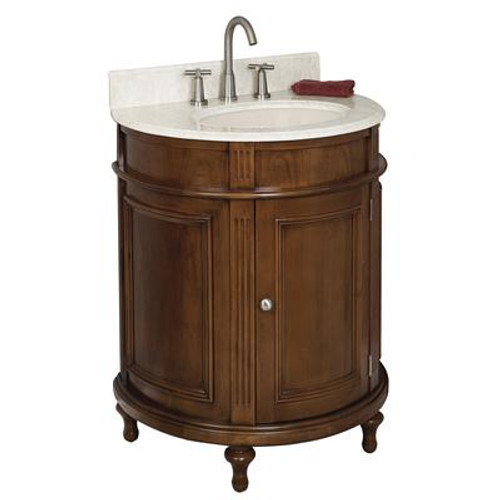 30 Inch W x 21 Inch D Vanity Set with Beige Marble Top for 8 Inch o.c. Faucet in Cherry Finish