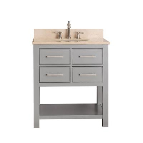 Brooks 30 In. Vanity in Chilled Gray with Marble Vanity Top in Gala Beige