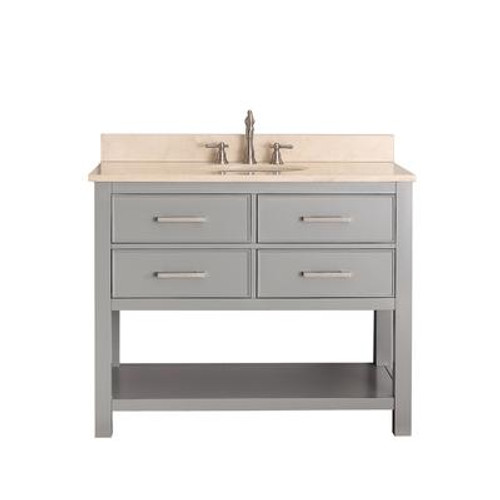 Brooks 42 In. Vanity in Chilled Gray with Marble Vanity Top in Gala Beige