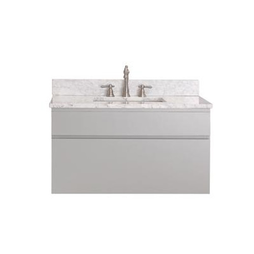 Tribeca 36 In. Vanity in Chilled Gray with Marble Vanity Top in Carrera White