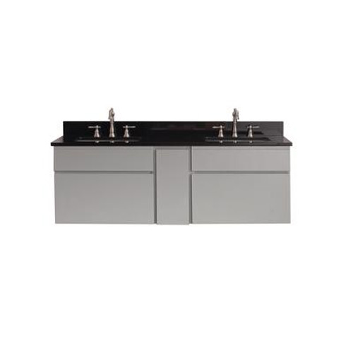 Tribeca 60 In. Vanity in Chilled Gray with Granite Vanity Top in Black