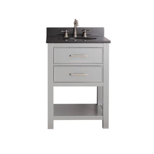 Brooks 24 In. Vanity in Chilled Gray with Granite Vanity Top in Black