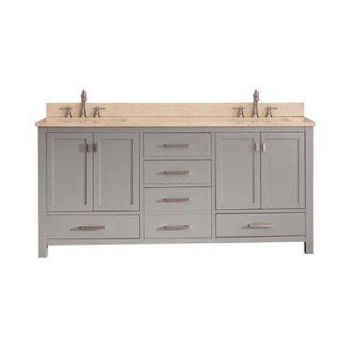 Modero 72 In. Vanity in Chilled Gray with Marble Vanity Top in Gala Beige