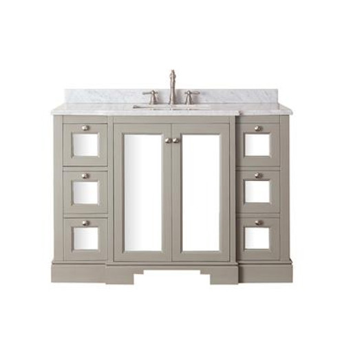 Newport 48 In. Vanity in French Gray with Marble Vanity Top in Carrera White