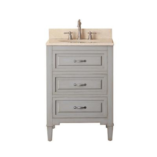 Kelly 24 In. Vanity in Grayish Blue with Marble Vanity Top in Gala Beige